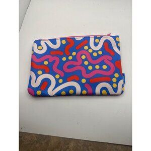 Colorful Abstract Wavy Pattern Zipper Pouch With Multicolor Tassel